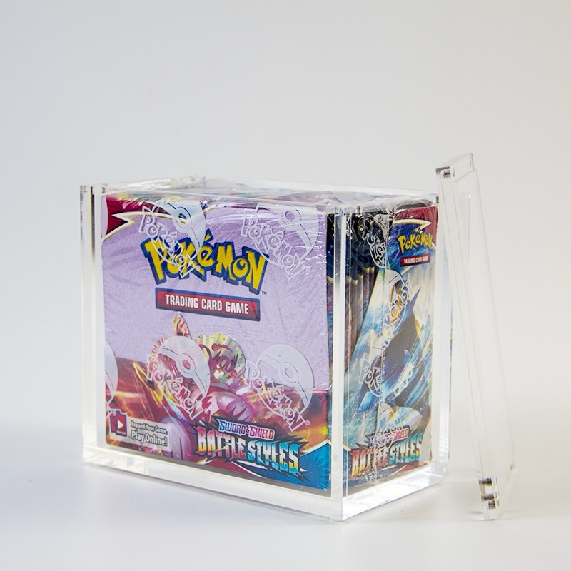 Pokemon Acrylic 4 Booster Pack Frame Display Case Magnet Locks Heavy Duty